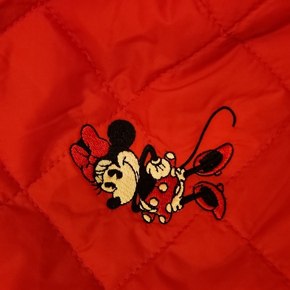 Womens L Red Quilted Jacket Minnie Mouse - Picture 2 of 5